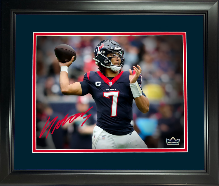 Framed C.J. Stroud Facsimile Laser Engraved Signature Auto Houston Texans 11"x14" Football Photo HOFSM Holo