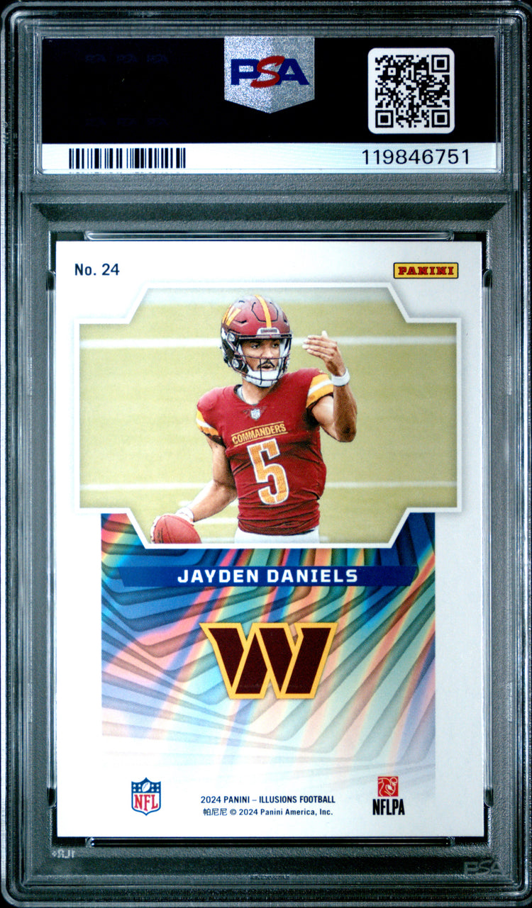 Graded 2024 Panini Illusions Jayden Daniels #24 Game Magicians Rookie RC Football Card PSA 10 Gem Mint