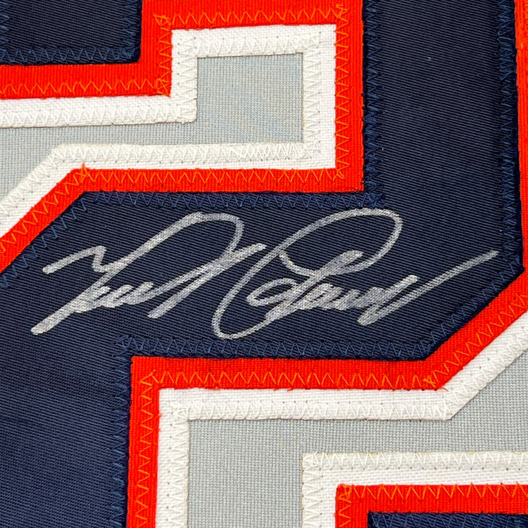 Framed Autographed/Signed Miguel Cabrera 35x39 Detroit Grey Baseball Jersey JSA COA