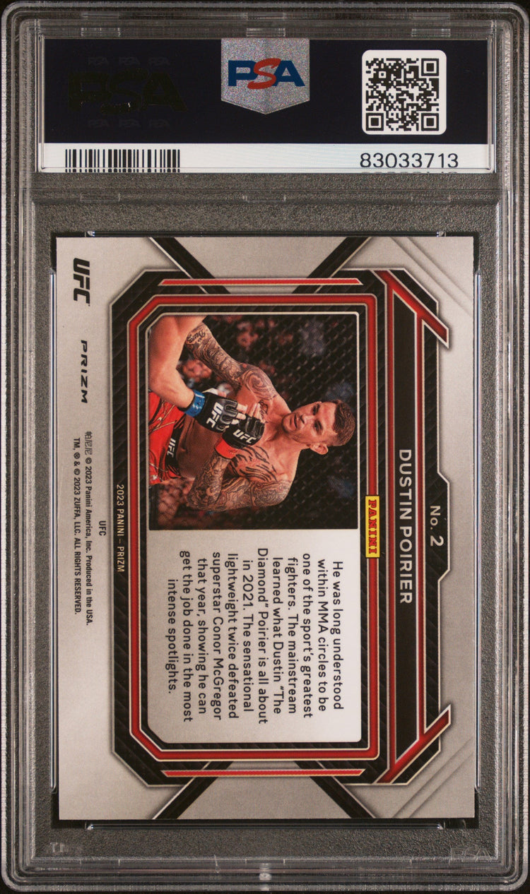 Graded 2023 Panini Prizm UFC Dustin Poirier #2 Hyper Prizm UFC MMA Card PSA 10 Gem Mint
