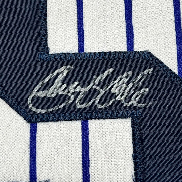 Framed Autographed/Signed Gerrit Cole 35x39 New York Pinstripe Baseball Jersey JSA COA