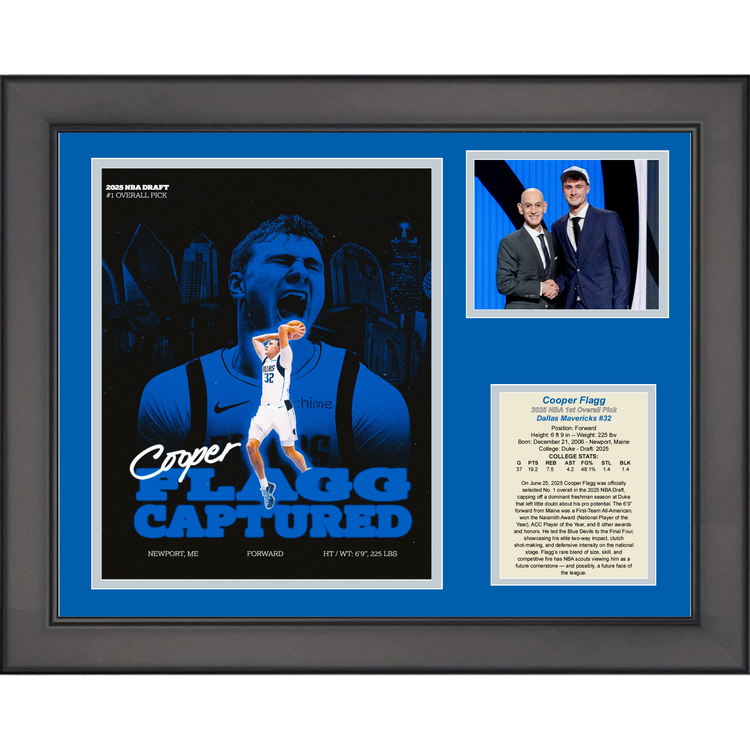 Framed Cooper Flagg 2025 NBA Draft 1st Pick Dallas Mavericks Basketball 11"x14" Three Photo Collage