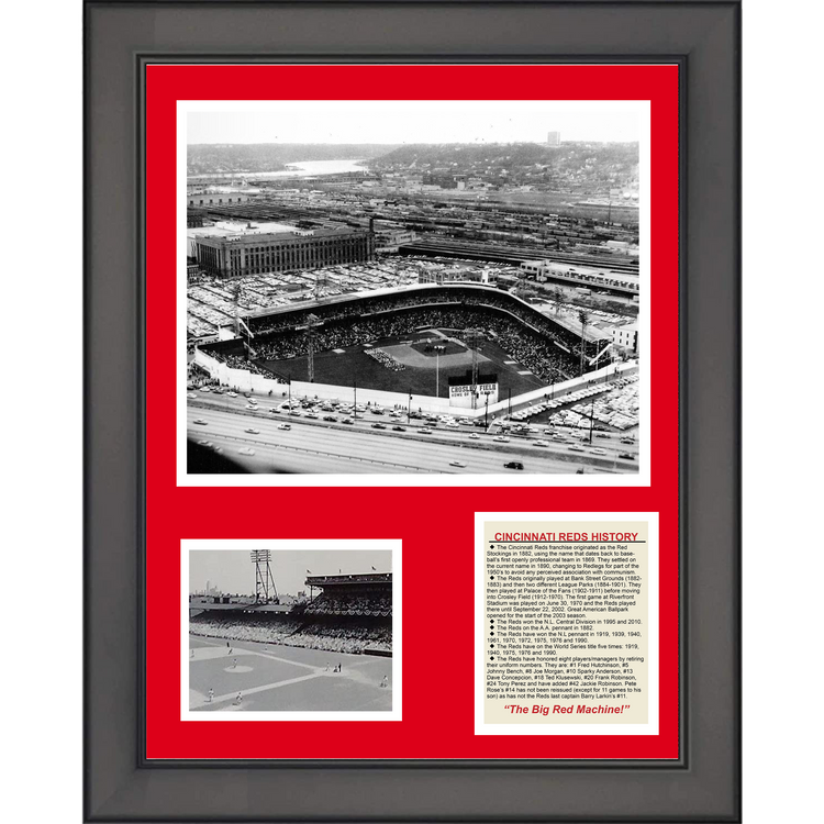Framed Crosley Field Ballpark 11"x14" Baseball Three Photo Collage