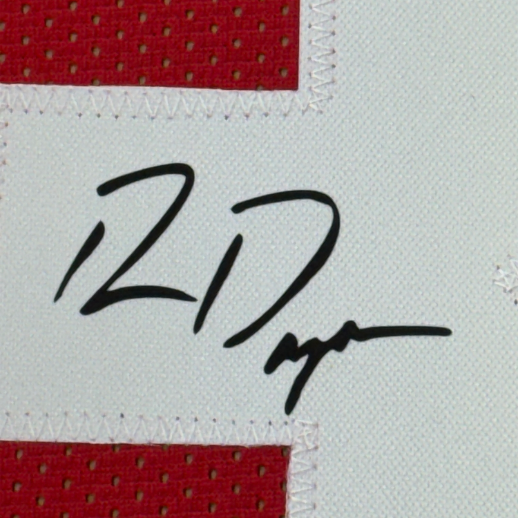 Framed Facsimile Autographed Ron Dayne 35x39 Wisconsin Red Reprint Laser Auto College Football Jersey