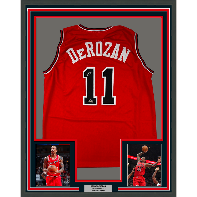 Framed Facsimile Autographed DeMar DeRozan 35x39 Chicago Red Reprint Laser Auto Basketball Jersey