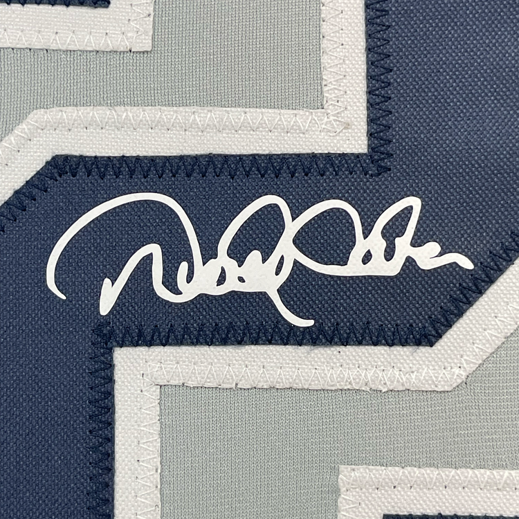Framed Facsimile Autographed Derek Jeter 35x39 New York Grey Reprint Laser Auto Baseball Jersey