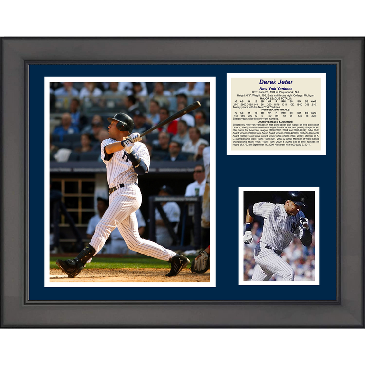 Framed Derek Jeter Hall of Fame Baseball 11"x14" Three Photo Collage