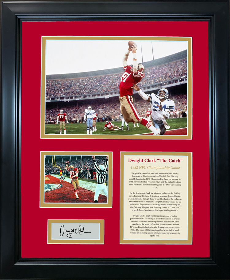 Framed Dwight Clark The Catch 1982 NFC Championship Facsimile Laser Engraved Signature Auto San Francisco 49ers 11"x14" Photo Sig Collage