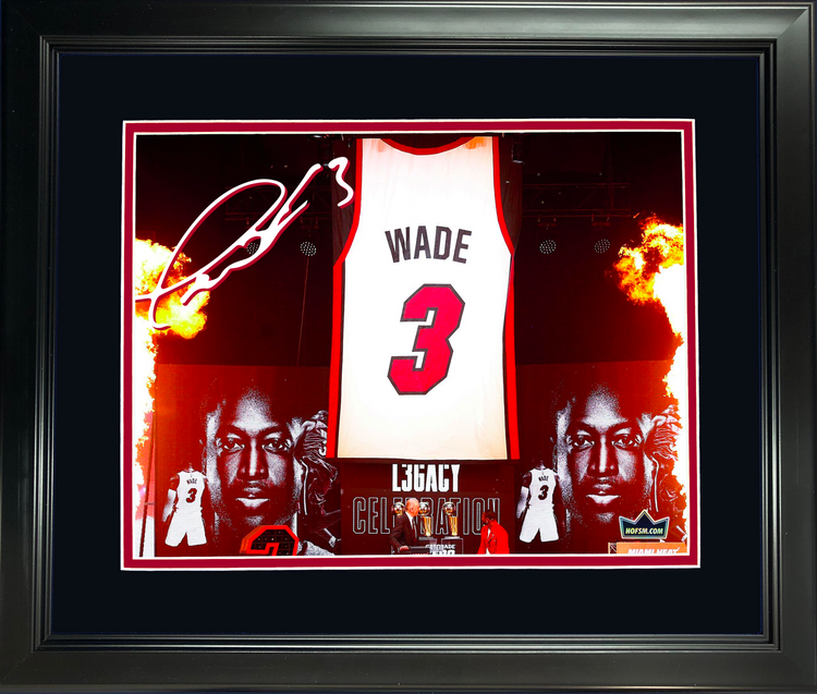 Framed Dwyane Wade Miami Heat Hall of Fame Facsimile Laser Engraved Signature Auto 11"x14" Basketball Photo HOFSM Holo