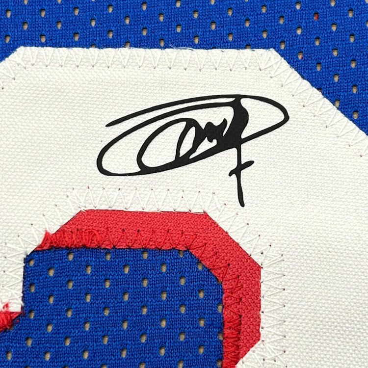 Framed Facsimile Autographed Joel Embiid 35x39 Philadelphia Blue Reprint Laser Auto Basketball Jersey