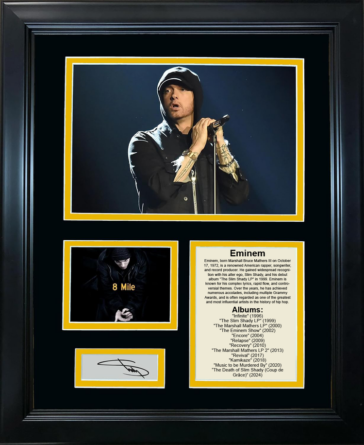 Framed Eminem Discography Facsimile Laser Engraved Signature Auto 11"x14" Music Photo Sig Collage