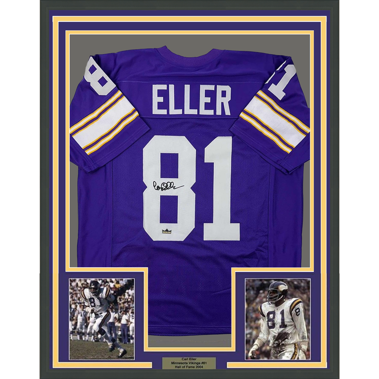 Framed Facsimile Autographed Carl Eller 35x39 Minnesota Purple Reprint Laser Auto Football Jersey
