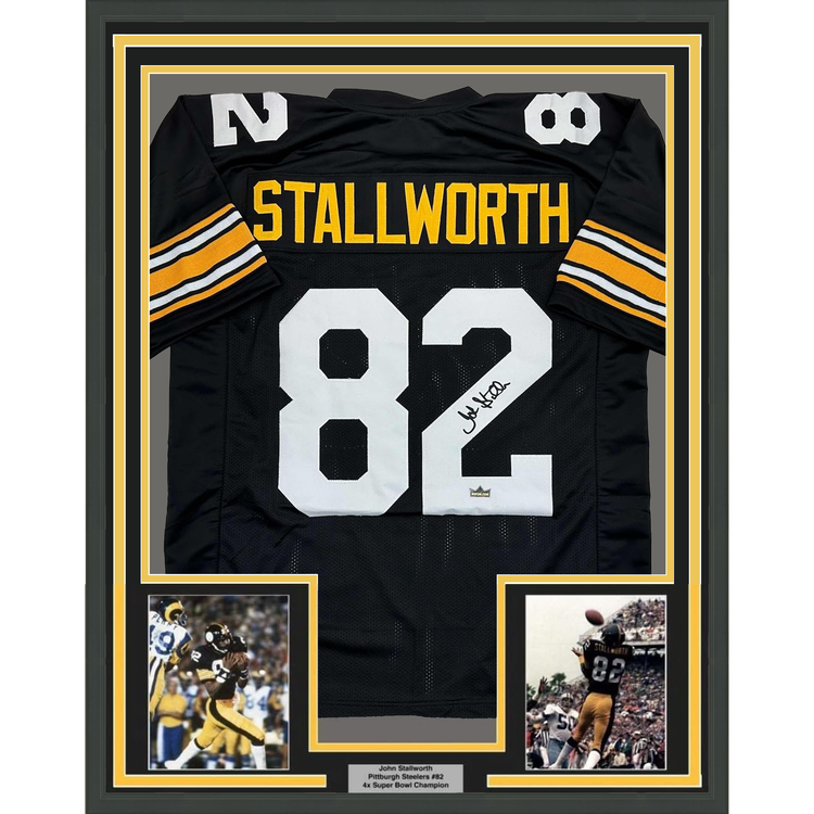 Framed Facsimile Autographed John Stallworth 35x39 Pittsburgh Black Reprint Laser Auto Football Jersey