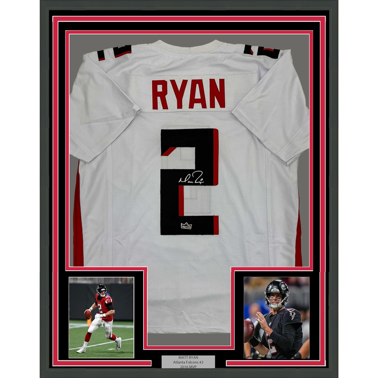 Framed Facsimile Autographed Matt Ryan 35x39 Atlanta White Reprint Laser Auto Football Jersey
