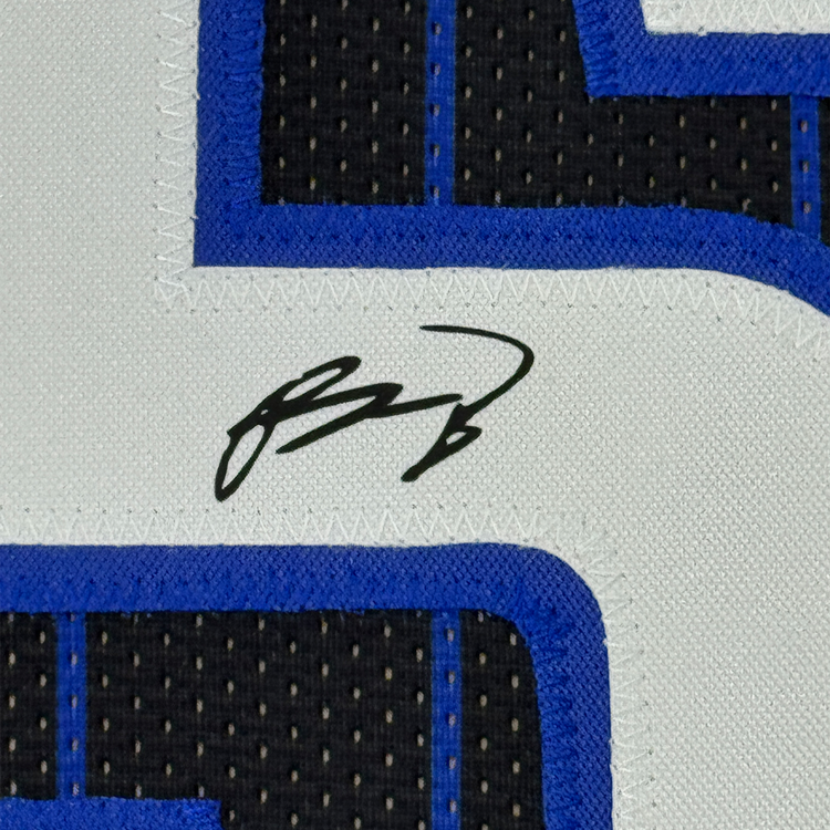 Framed Facsimile Autographed Paolo Banchero 35x39 Orlando Black Pinstripe Reprint Laser Auto Basketball Jersey