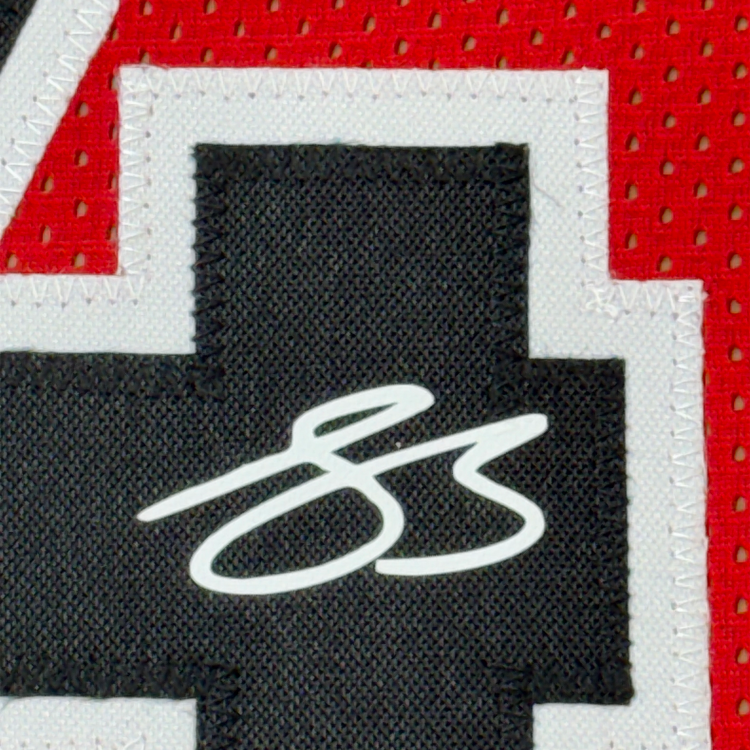 Framed Facsimile Autographed Scottie Barnes 35x39 Toronto Red Reprint Laser Auto Basketball Jersey