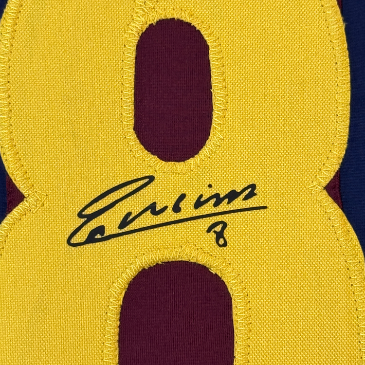 Framed Facsimile Autographed Andres Iniesta 35x39 FC Barcelona Blue/Red Reprint Laser Auto Soccer Jersey