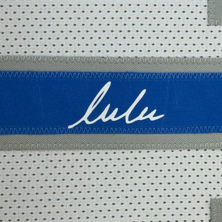 Framed Facsimile Autographed Luka Doncic 35x39 Dallas White Reprint Laser Auto Basketball Jersey
