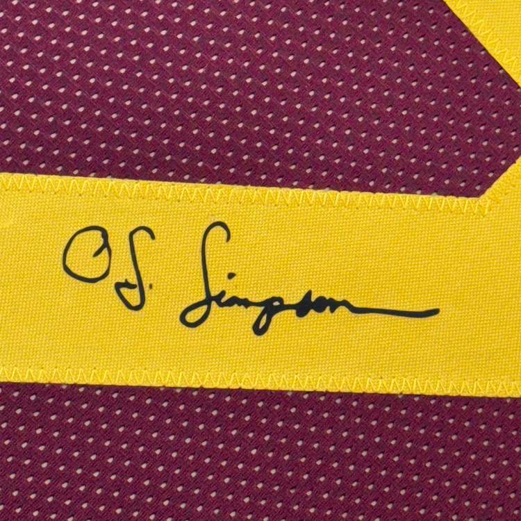 Framed Facsimile Autographed OJ O.J. Simpson 35x39 USC Maroon Reprint Laser Auto College Football Jersey