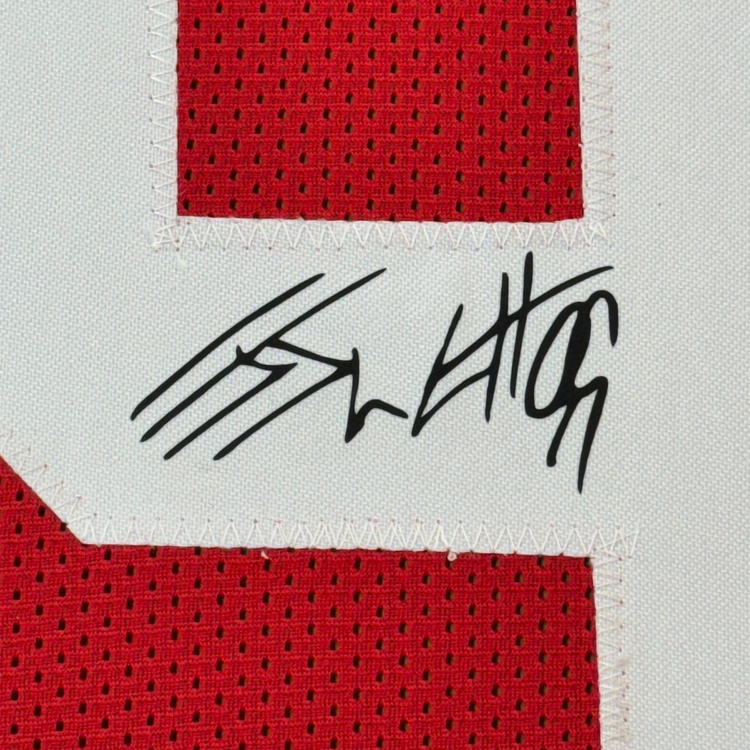 Framed Facsimile Autographed J.J. JJ Watt 35x39 Wisconsin Red Reprint Laser Auto College Football Jersey