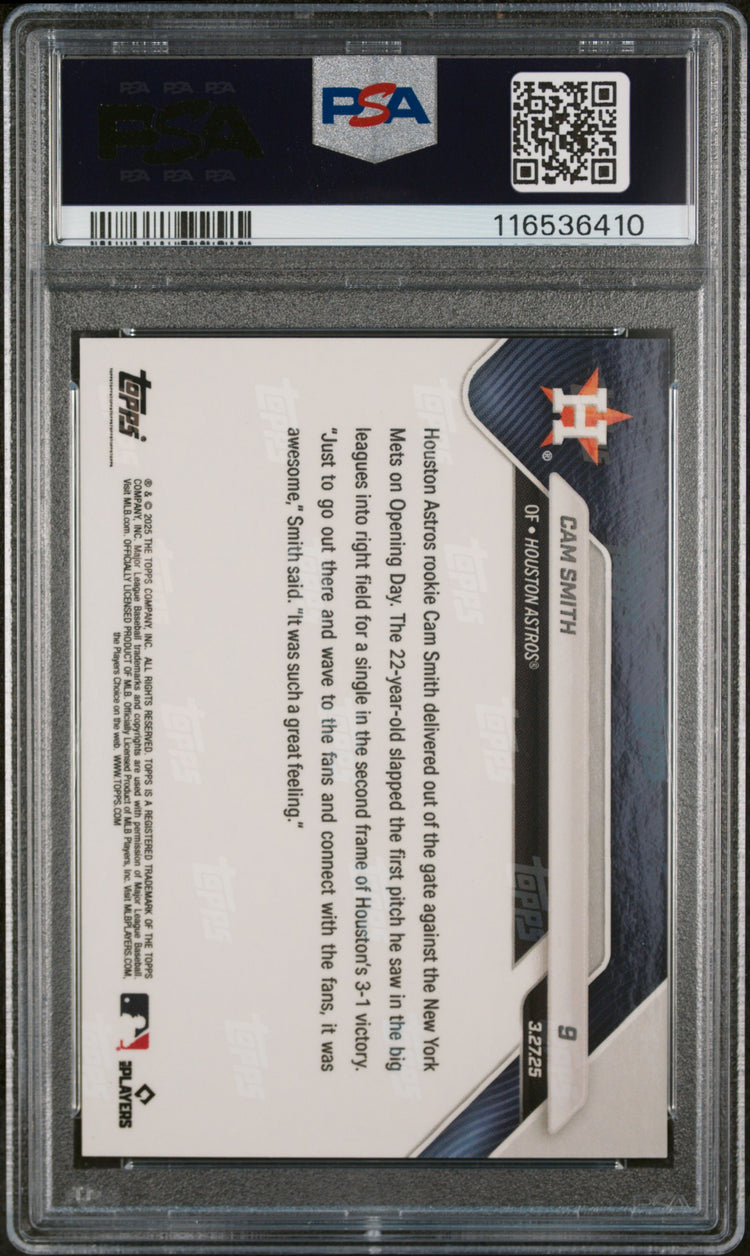 Graded 2025 Topps Now Cam Smith #9 Gold Foil /50 Rookie RC Baseball Card PSA 10 Gem Mint