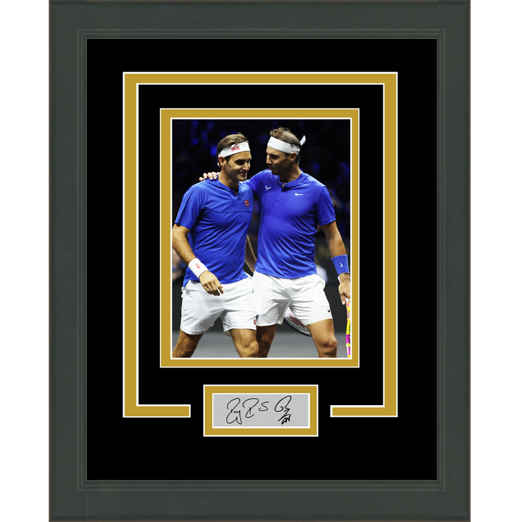 Framed Rafael Nadal Roger Federer Facsimile Laser Engraved Signature Dual Auto 11x14 Tennis Photo