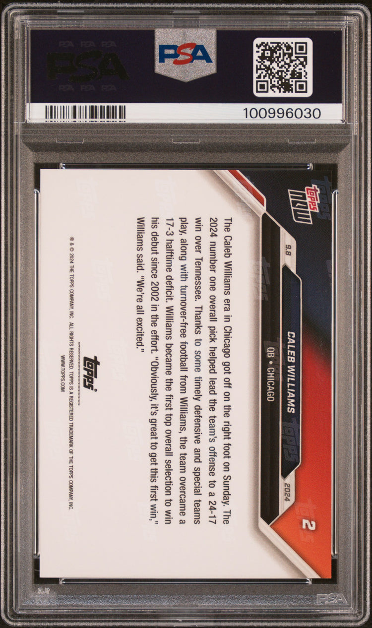 Graded 2024 Topps Now Caleb Williams #2 Blue /49 Rookie RC Football Card PSA 10 Gem Mint