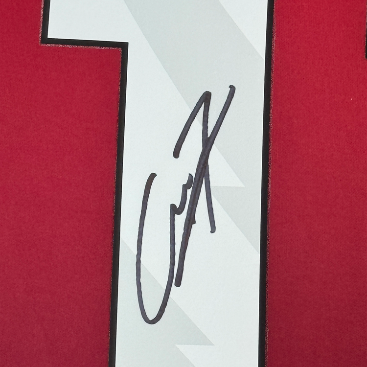 Framed Autographed/Signed Alejandro Garnacho 35x39 Manchester United Red Soccer Jersey Beckett BAS COA #3