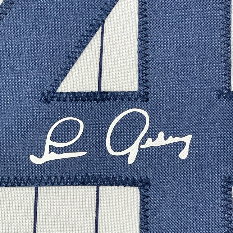 Framed Facsimile Autographed Lou Gehrig 35x39 New York Pinstripe Reprint Laser Auto Baseball Jersey