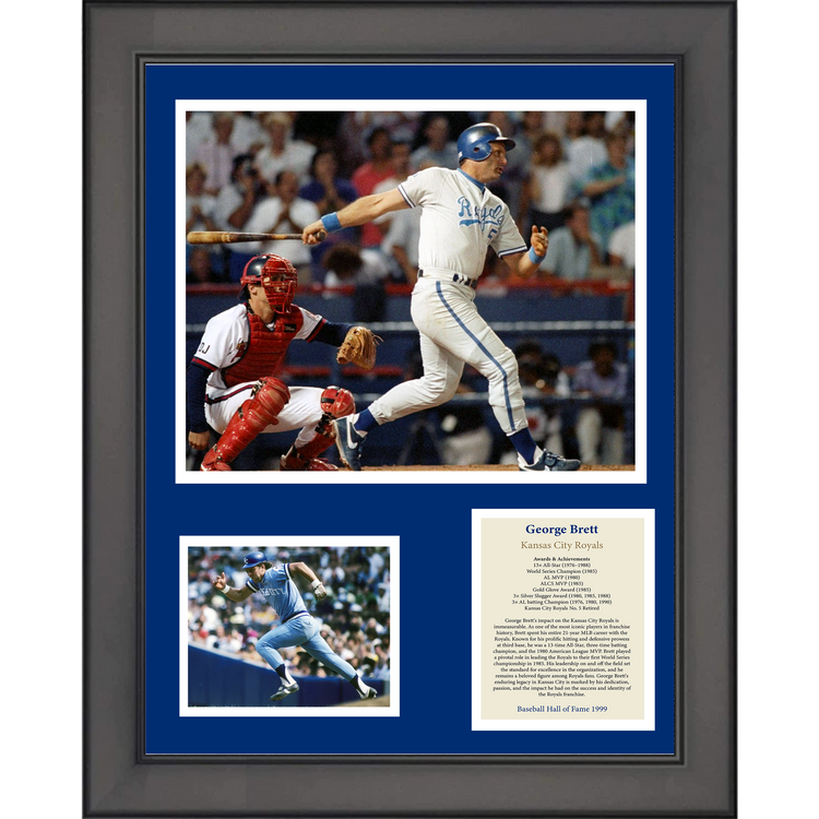 Framed George Brett Hall of Fame Baseball 11"x14" Three Photo Collage