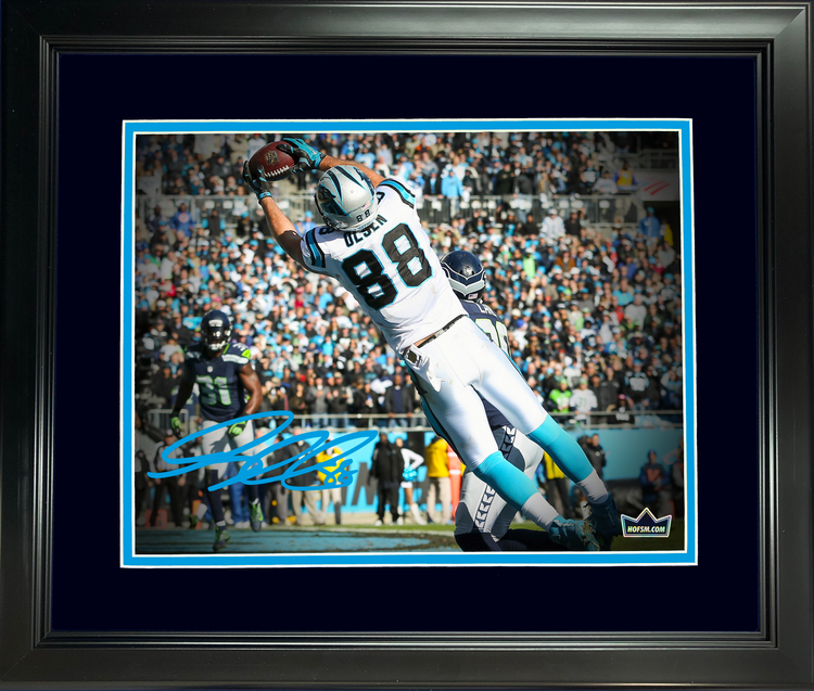 Framed Greg Olsen Facsimile Laser Engraved Signature Auto Carolina Panthers 11"x14" Football Photo HOFSM Holo