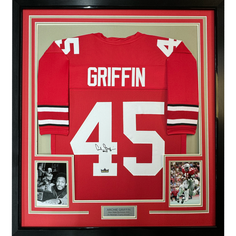 Framed Facsimile Autographed Archie Griffin 35x39 Ohio State Red Reprint Laser Auto College Football Jersey