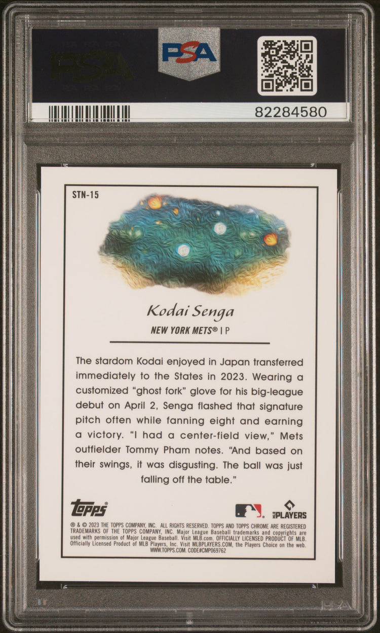 Graded 2023 Topps Cosmic Chrome Kodai Senga #15 Stars in the Night Rookie RC Baseball Card PSA 10 Gem Mint