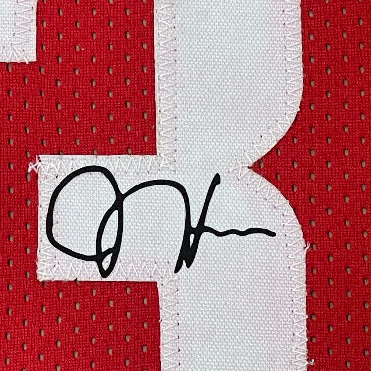 Framed Facsimile Autographed James Harden 35x39 Houston Red Reprint Laser Auto Basketball Jersey