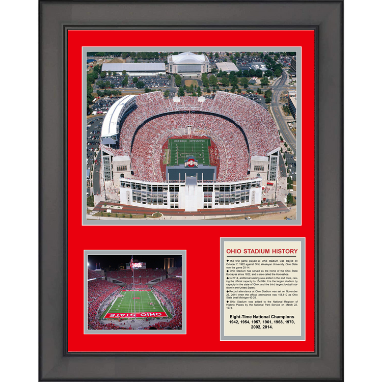 Framed Ohio State Buckeyes Horseshoe Stadium History 11"x14" College Football Three Photo Collage