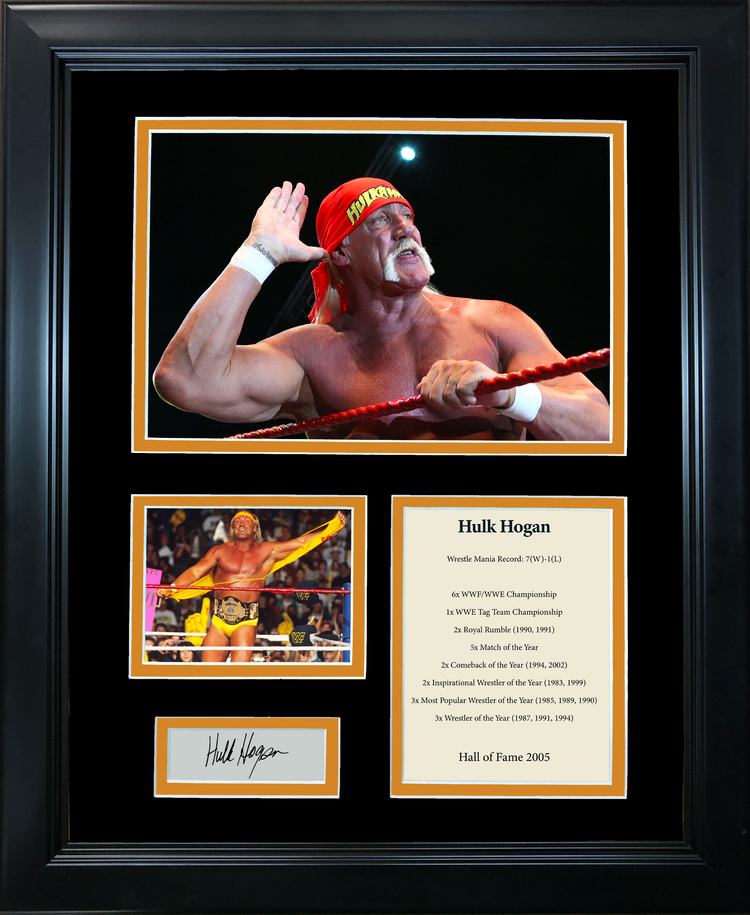 Framed Hulk Hogan Hall of Fame Facsimile Laser Engraved Signature Auto WWE 11"x14" Wrestling Photo Sig Collage