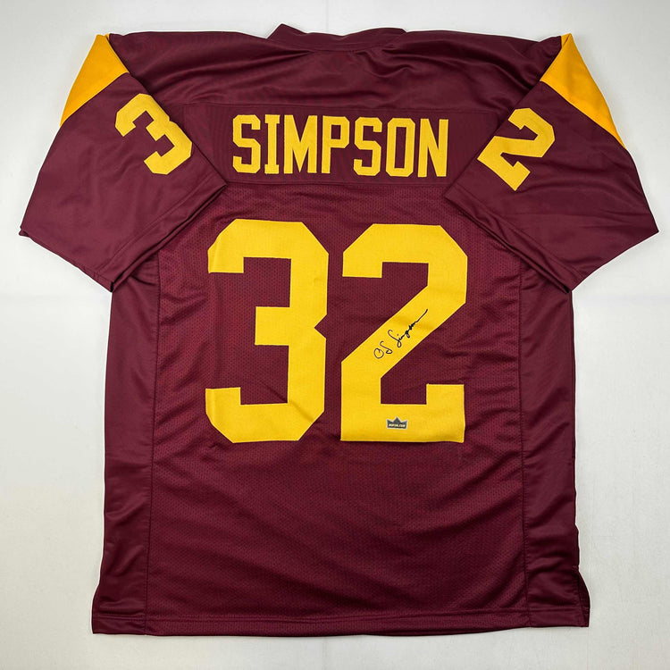 Facsimile Autographed OJ O.J. Simpson USC Maroon Reprint Laser Auto College Football Jersey Size Men's XL