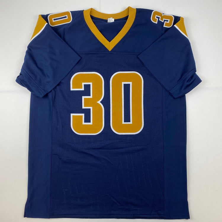 Facsimile Autographed Todd Gurley II Los Angeles LA Navy Blue Reprint Laser Auto Football Jersey Size Men's XL