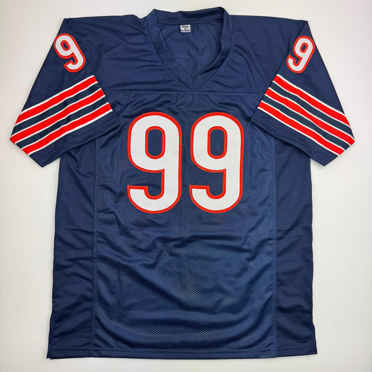 Autographed/Signed Dan Hampton HOF 2002 Chicago Blue Football Jersey Beckett BAS COA