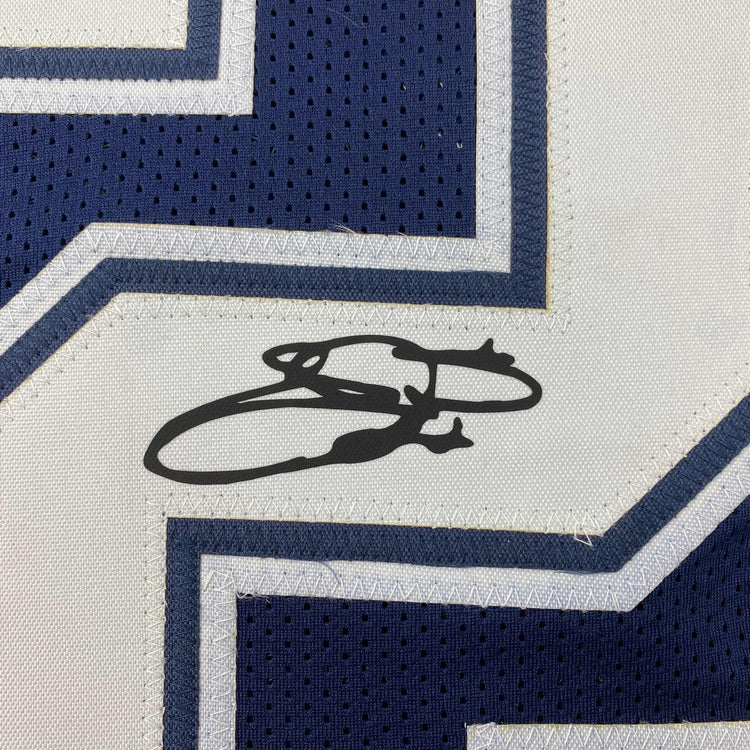 Facsimile Autographed Emmitt Smith Dallas Blue Reprint Laser Auto Football Jersey Size Men's XL