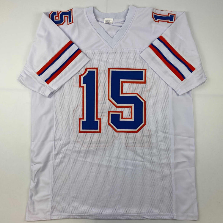 Facsimile Autographed Tim Tebow Florida White Reprint Laser Auto College Football Jersey Size Men's XL