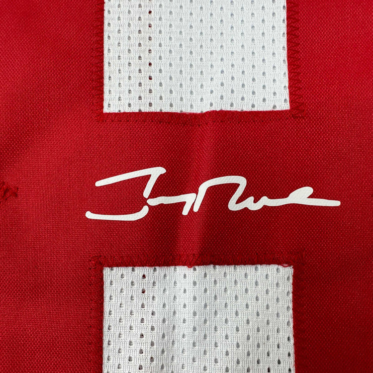 Facsimile Autographed Jerry Rice San Francisco White Reprint Laser Auto Football Jersey Size Men's XL