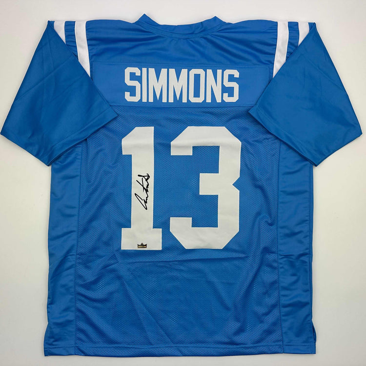 Facsimile Autographed Austin Simmons Ole Miss Blue Reprint Laser Auto College Football Jersey Size Men's XL