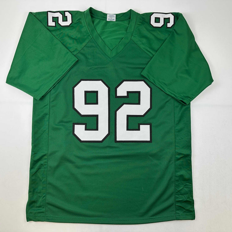 Facsimile Autographed Reggie White Philadelphia Kelly Green Reprint Laser Auto Football Jersey Size Men's XL