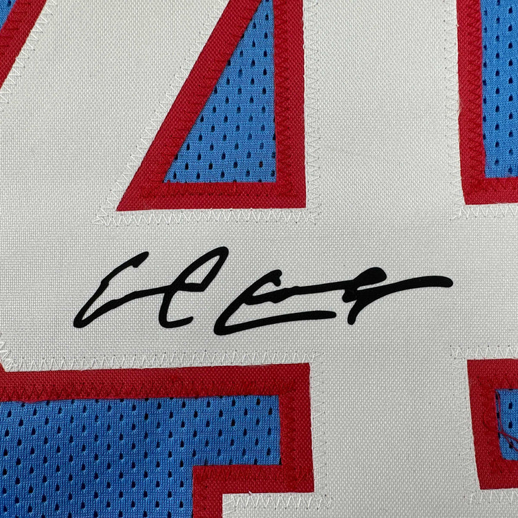 Facsimile Autographed Earl Campbell Houston Blue Reprint Laser Auto Football Jersey Size Men's XL