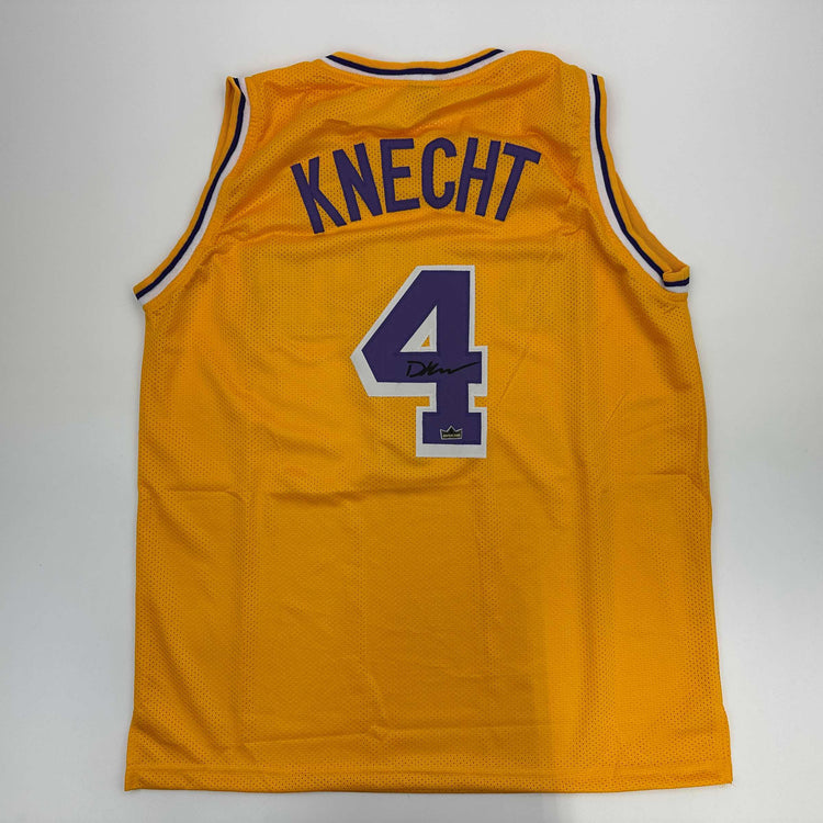 Facsimile Autographed Dalton Knecht Los Angeles LA Yellow Reprint Laser Auto Basketball Jersey Size Men's XL