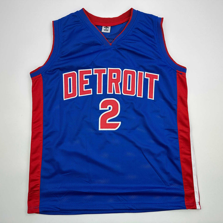 Facsimile Autographed Cade Cunningham Detroit Blue Reprint Laser Auto Basketball Jersey Size Men's XL