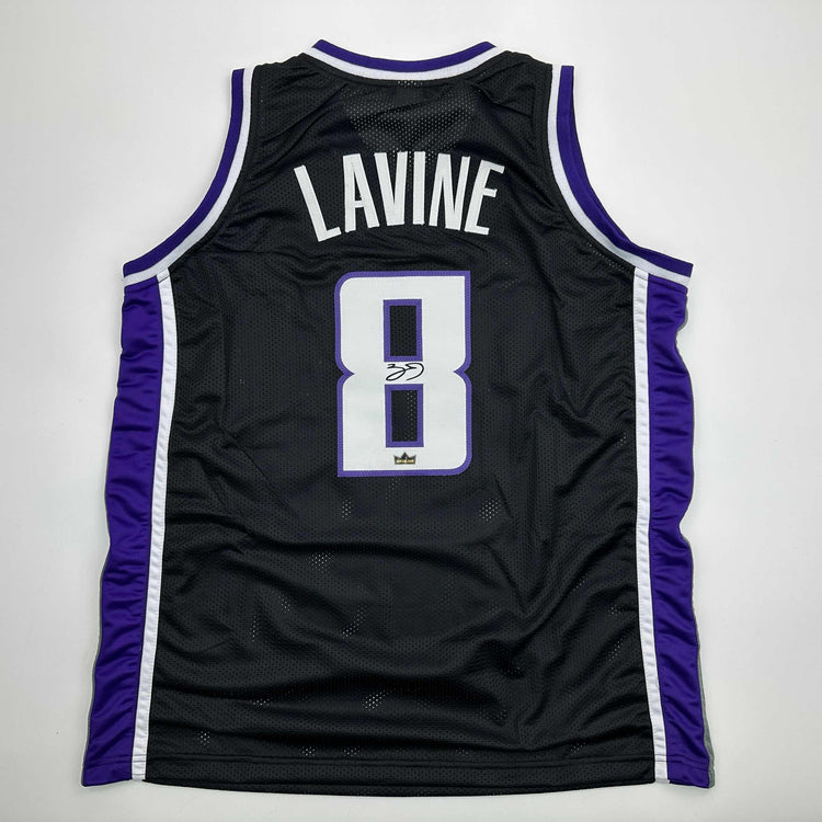Facsimile Autographed Zach LaVine Sacramento Black Reprint Laser Auto Basketball Jersey Size Men's XL
