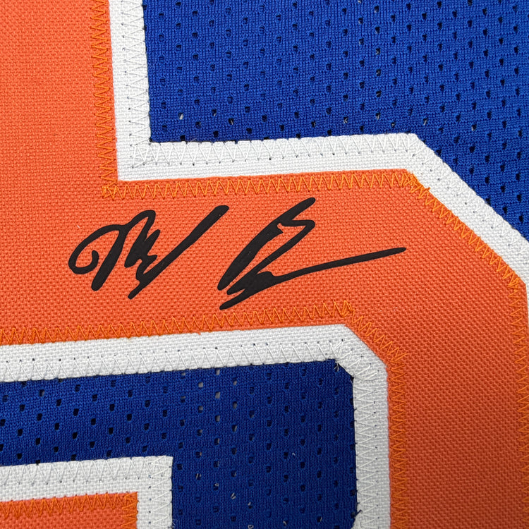 Facsimile Autographed Mikal Bridges New York Blue Reprint Laser Auto Basketball Jersey Size Men's XL