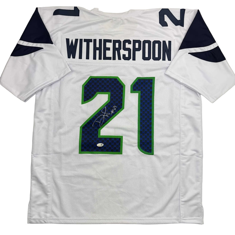 Autographed/Signed Devon Witherspoon Seattle White Football Jersey JSA COA